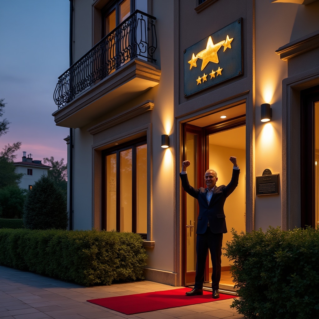 Esterno di hotel con stelle di classificazione